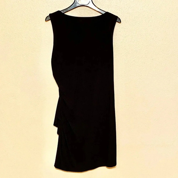 Tiana B. Black Sleeveless Midi Dress with Side Ruffle Holiday Women's Size L - Picture 2 of 6